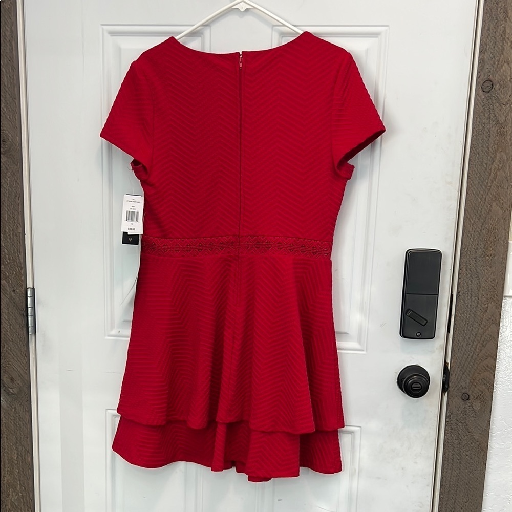 City Triangles Red Midi Dress with Tiered Design - Picture 3 of 9